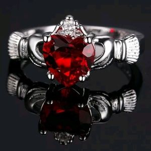 Fashion Silver Ruby Gemstone  Ring Wedding Gift Wo